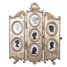 Šedý fotorámeček s patinou na 6 fotografií Familiereunie – 19x2x23 cm