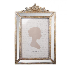 Stříbrný fotorámeček s korunou a zrcadly Narc – 17x2x26 cm na fotografii 13x18 cm