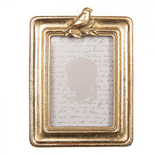 Zlatý fotorámeček s ptáčkem Opeentak – 9x2x12 cm na fotografii 6x9 cm