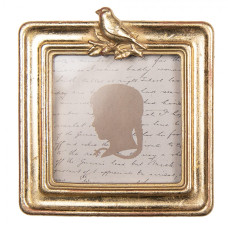 Zlatý fotorámeček s ptáčkem Opeentak – 10x2x11 cm na fotografii 8x8 cm