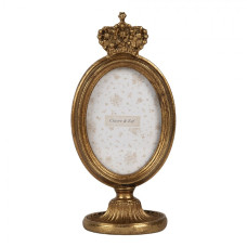 Oválný fotorámeček s korunou na stojanu Liviana – 9x6x17 cm