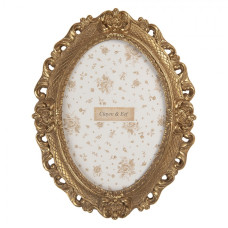 Zlatý oválný fotorámeček ve vintage stylu Renchant – 19x2x24 cm na fotografii 13x18 cm