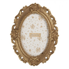 Zlatý oválný fotorámeček ve vintage stylu Renchant – 16x2x21 cm na fotografii 10x15 cm