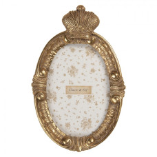 Zlatý oválný fotorámeček s korunou Rensjan – 13x3x21 cm na fotografii 10x15 cm