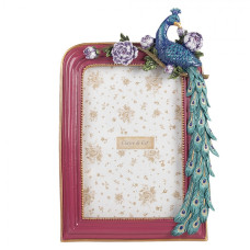 Růžový fotorámeček s pávem Pauw – 15x3x22 cm na fotografii 10x15 cm