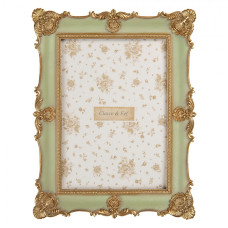 Zelený fotorámeček se zlatým okrajem Sargent – 18x2x23 cm na fotografii 13x18 cm