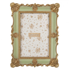 Zelený fotorámeček se zlatým okrajem Sargent – 15x2x21 cm na fotografii 10x15 cm