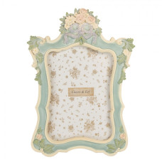 Tyrkysový fotorámeček s květinami Trommelsma – 19x2x26 cm na fotografii 13x18 cm
