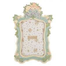 Tyrkysový fotorámeček s květinami Trommelsma – 16x2x23 cm na fotografii 10x15 cm