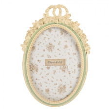 Zelený oválný fotorámeček se světlým okrajem Ven – 16x3x23 cm na fotografii 13x18 cm