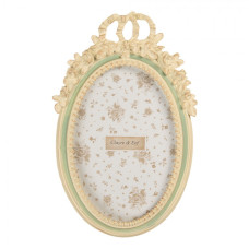 Zelený oválný fotorámeček se světlým okrajem Ven – 13x3x20 cm na fotografii 10x15 cm