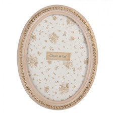 Starorůžový oválný fotorámeček se zlatou patinou Violetta – 15x2x20 cm na fotografii 13x18 cm