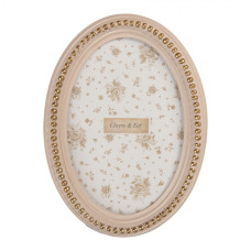 Starorůžový oválný fotorámeček se zlatou patinou Violetta – 13x2x18 cm na fotografii 10x15 cm