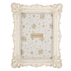 Béžový fotorámeček s růžičkami v rozích Wit – 19x2x24 cm na fotografii 13x18 cm