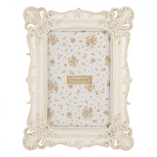 Béžový fotorámeček s růžičkami v rozích Wit – 16x2x21 cm na fotografii 10x15 cm