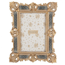 Zlato-šedý fotorámeček v zámeckém stylu Wilren – 16x2x21 cm na fotografii 10x15 cm
