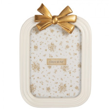 Béžový fotorámeček se zlatou mašličkou Girlaa – 16x2x24 cm na fotografii 13x18 cm