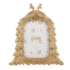 Zlatý fotorámeček s pávy Pauw – 20x2x22 cm na fotografii 10x15 cm