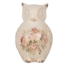 Dekorace keramická sova s kytičkami Rosien M – 11x10x17 cm