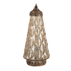 Béžová skleněná dekorace ve tvaru stromku s LED světýlkem Klalies II – 13x28 cm / 2xAAA