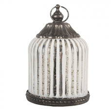 Bílá skleněná dekorace / lucernička s LED světýlkem Klalies – 8x12 cm / 2xAAA