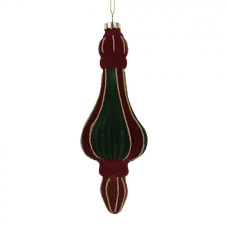 Červeno-zelená vánoční ozdoba se sametovým povrchem Lagala II – 6x17 cm