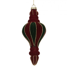 Červeno-zelená vánoční ozdoba se sametovým povrchem Lagala III – 6x15 cm