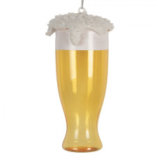 Skleněná vánoční ozdoba půllitr s pivem – 7x14 cm
