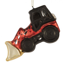 Skleněná vánoční ozdoba černé auto / bagr – 12x4x8 cm