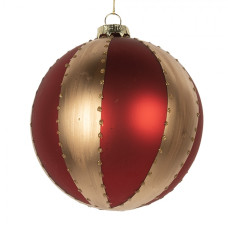 Červeno-zlatá skleněná vánoční ozdoba kulatá Hermion I L – 12x12 cm