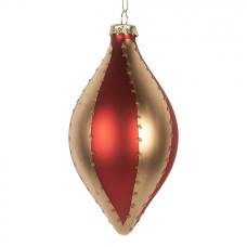 Červeno-zlatá skleněná vánoční ozdoba špičatá Hermion III – 8x15 cm