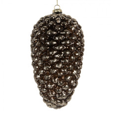 Hnědá skleněná vánoční ozdoba šiška – 12x24 cm