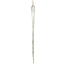 Bílá skleněná vánoční ozdoba ledový rampouch – 1x25 cm