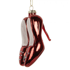Červená skleněná vánoční ozdoba pár střevíců na podpatku – 8x5x10 cm