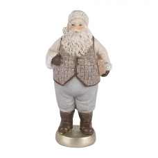 Vánoční dekorace figurka Santa Clause ve vestičce s dárkem – 8x6x16 cm