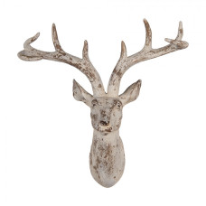 Nástěnná dekorace hlava jelena s patinou – 33x16x37 cm