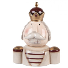 Vánoční dekorace keramická busta Louskáčka béžovo-červená Moer – 17x12x23 cm