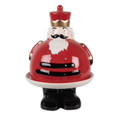 Vánoční keramický podnos s poklopem ve tvaru Louskáčka červený Moer – 17x25 cm