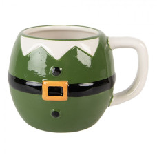 Zelený vánoční keramický hrneček trpaslíkův kabátek – 14x11x9 cm