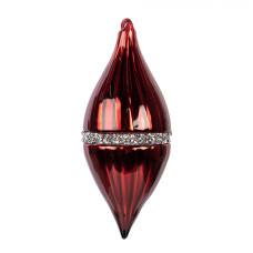 Červená skleněná vánoční ozdoba s třpytivým pruhem Glaam – 8x18 cm