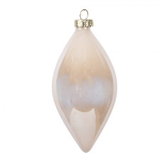 Béžová skleněná vánoční ozdoba s opálovým efektem Glaam – 7x13 cm