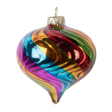Duhová skleněná vánoční ozdoba do špičky Greetje – 8x8 cm