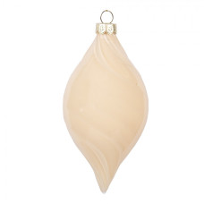 Elegantní skleněná vánoční ozdoba béžová Koenjor – 7x13 cm