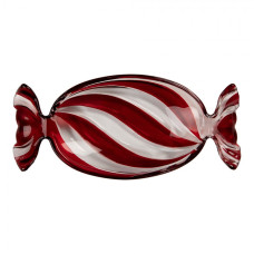 Červeno-bílá skleněná dekorační miska ve tvaru bonbonu Kroonta – 23x11x4 cm