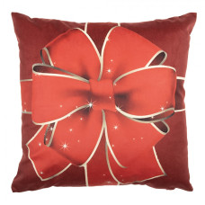Červený vánoční povlak na polštář s mašlí – 45x45 cm