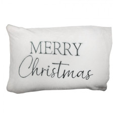 Bílý vánoční povlak na polštář s nápisem Merry Christmas – 35x50 cm