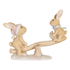 Pastelová vánoční dekorace zajíčci na houpačce – 16x6x11 cm