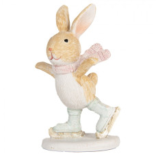 Pastelová vánoční dekorace zajíček na bruslích – 6x5x10 cm