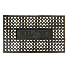 Černá gumová rohožka se zlatými tečkami a nápisem Welcome – 75x45 cm