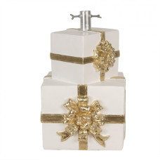 Zlato-bílý stojan na vánoční stromeček ve tvaru dárků – 30x28x48 cm
